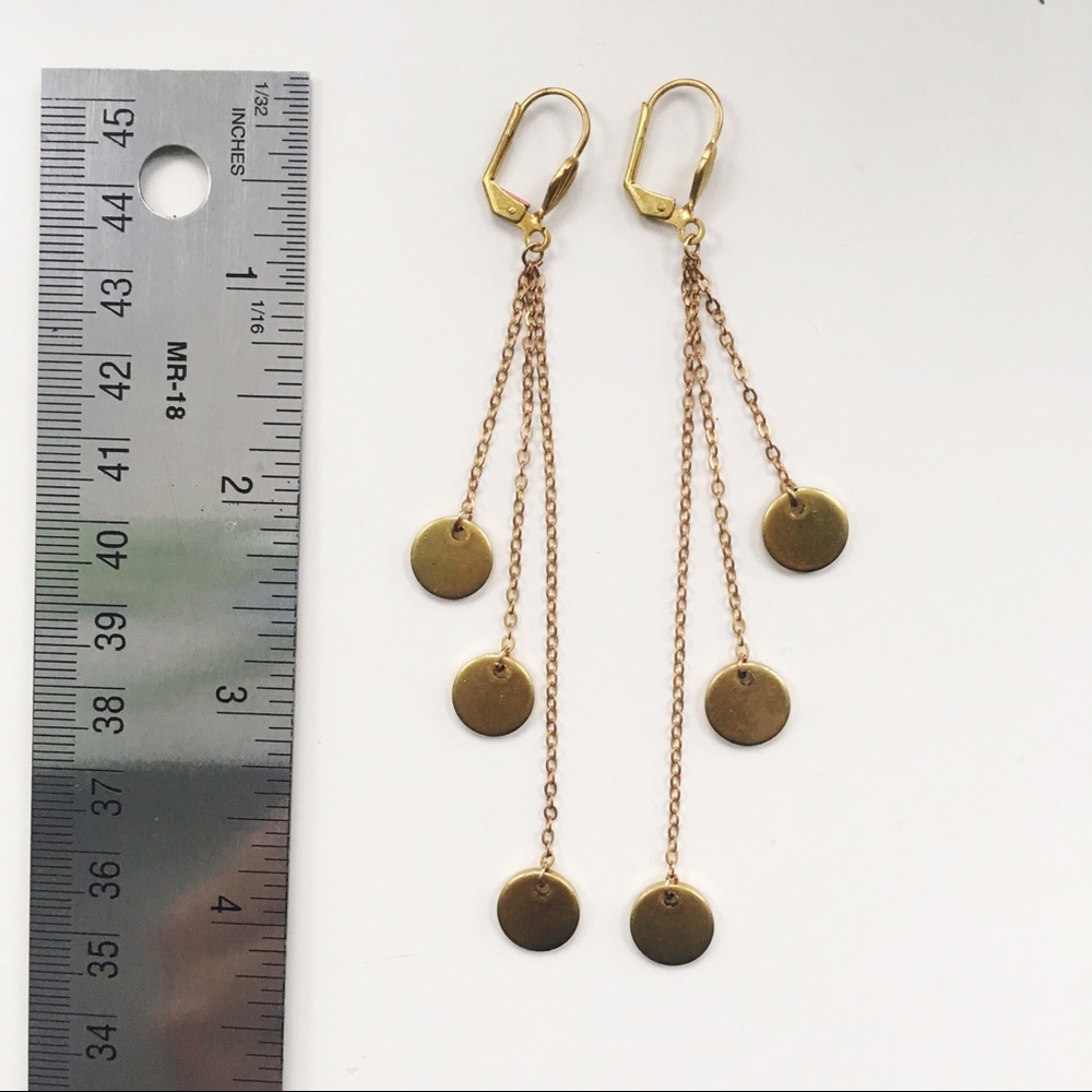 Brass Disc Drop Earrings